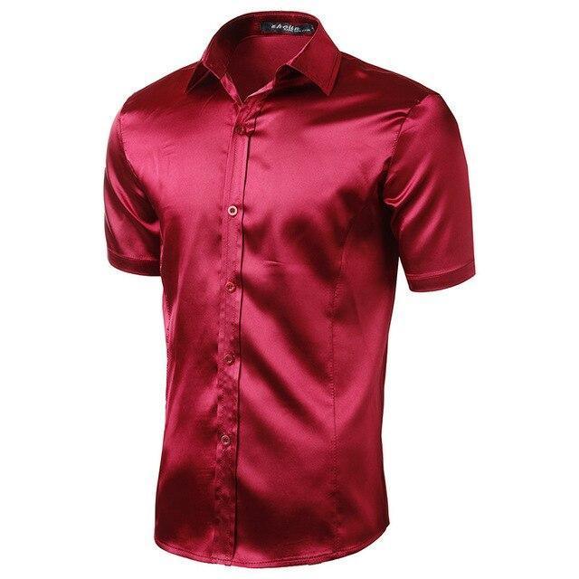 Casual Short Sleeve Silk Shirt For Men - Short Sleeve Shirt - LeStyleParfait