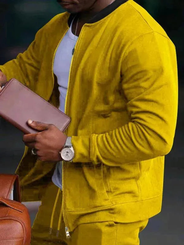 Men's Clothing Set Casual Zipper Plain-Solid Outfit Set - LeStyleParfait