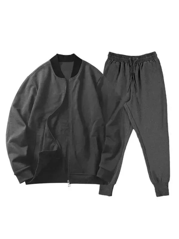 Men's Clothing Set Casual Zipper Plain-Solid Outfit Set - LeStyleParfait