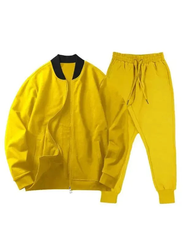 Men's Clothing Set Casual Zipper Plain-Solid Outfit Set - LeStyleParfait