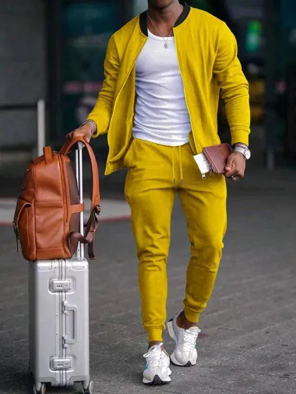 Men's Clothing Set Casual Zipper Plain-Solid Outfit Set - LeStyleParfait