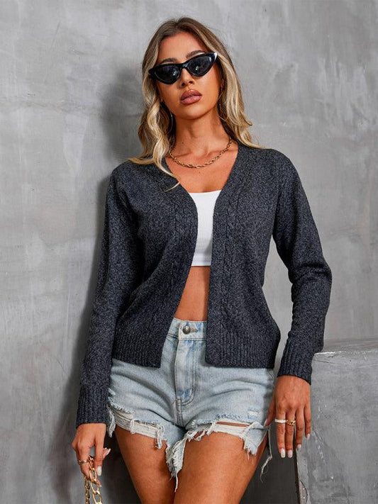 Casual Solid Cardigan Top - Cardigan Sweater - LeStyleParfait