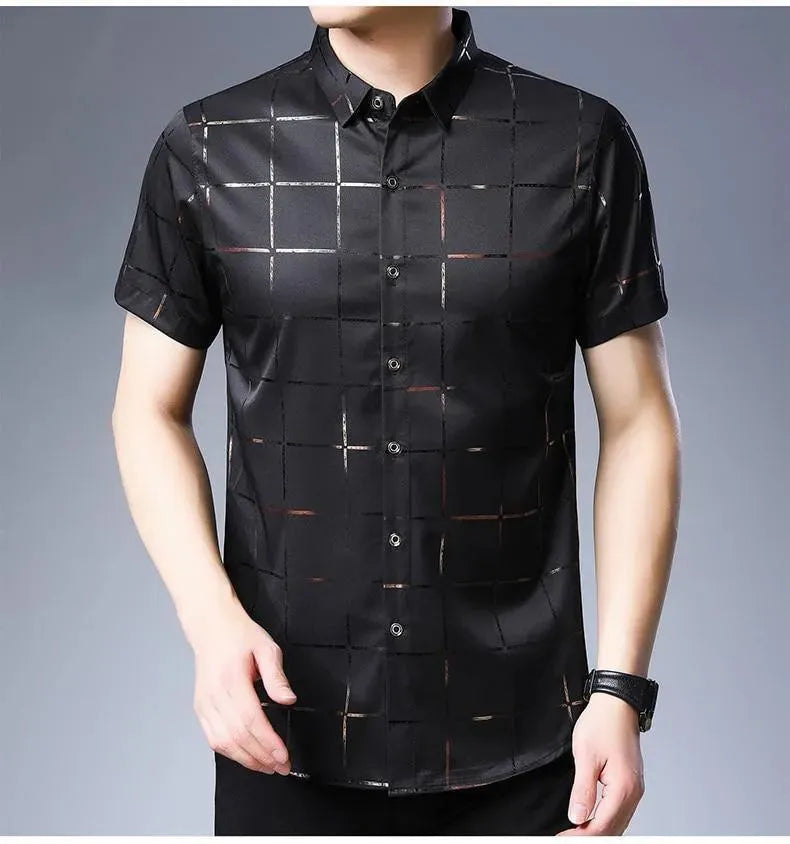 Casual Summer Plaid Shirt For Men - Short Sleeve Shirt - LeStyleParfait