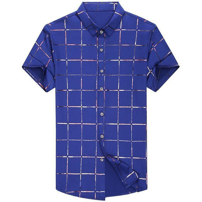Casual Summer Plaid Shirt For Men - Short Sleeve Shirt - LeStyleParfait