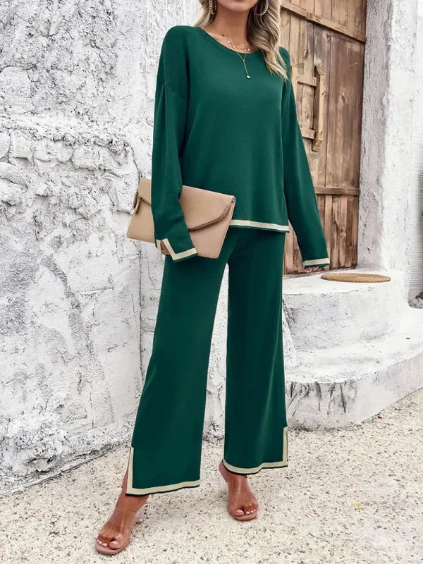 Casual Women Knit Relaxed Two-Piece Set - Casual Knit Two-Piece Set - LeStyleParfait