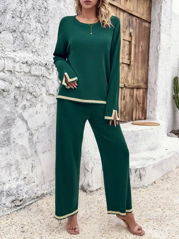 Casual Women Knit Relaxed Two-Piece Set - Casual Knit Two-Piece Set - LeStyleParfait