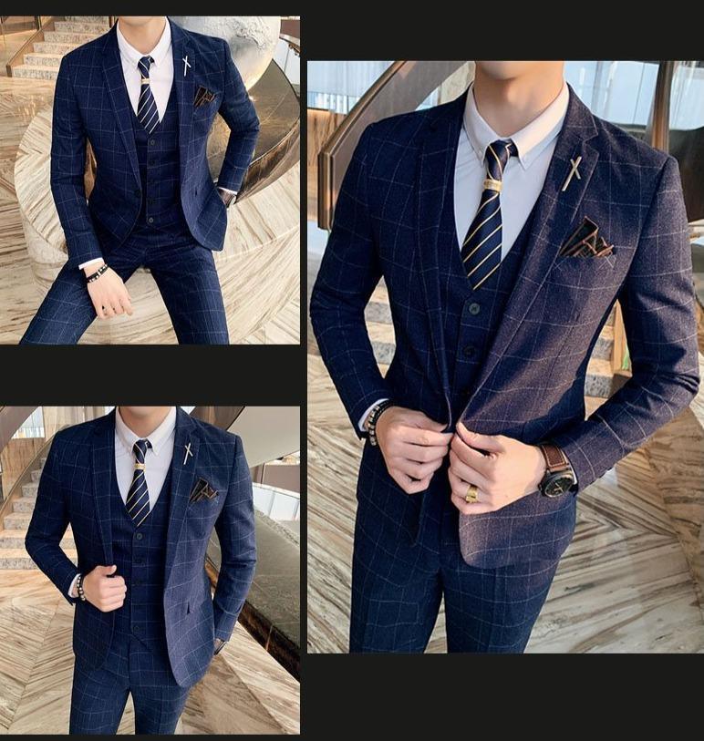 Checked Three Piece Suit - Plaid Suit - LeStyleParfait