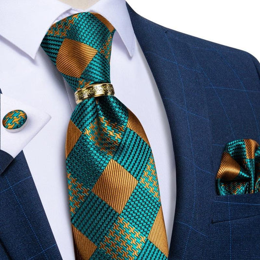 Checkered Silk Necktie Set - Necktie - LeStyleParfait