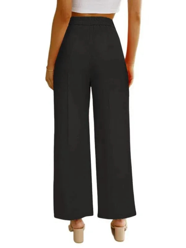 LeStyleParfait Women Pants Plain-Solid Women's Buttons Polyester-Women Pants