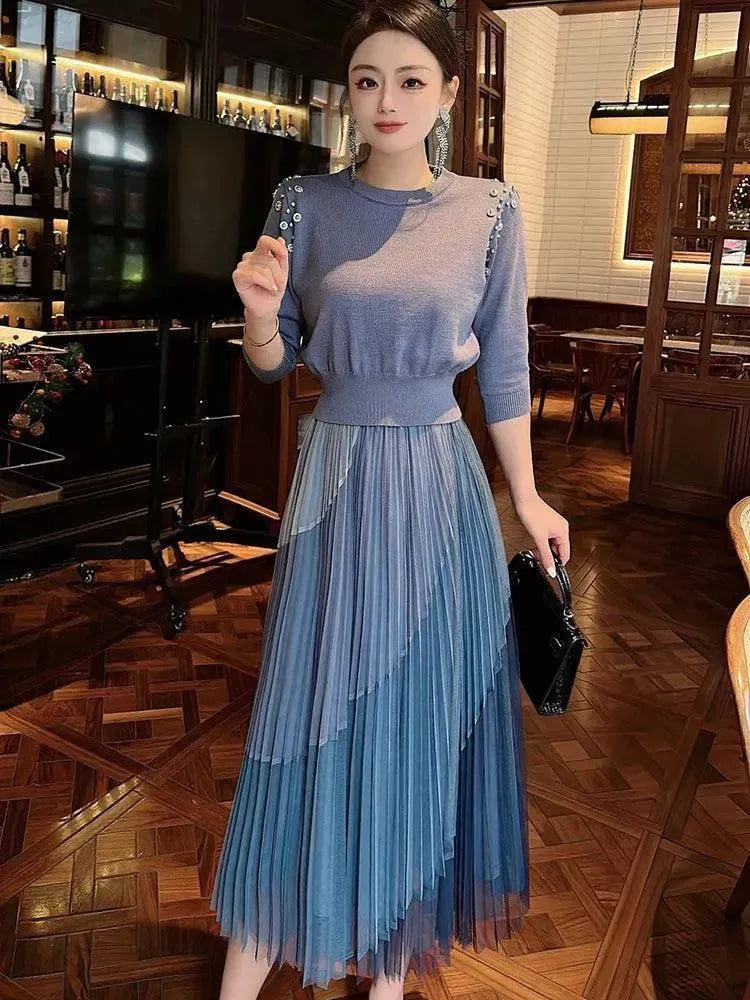 Chic Casual Women Knit Two-Piece Skirt Set - Knit Skirt Set - LeStyleParfait