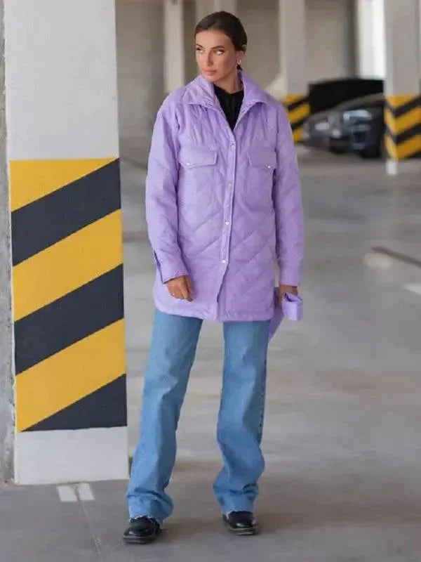 Chic Loose Women’s Quilted Shirt Jacket - Quilted Shirt Jacket - LeStyleParfait