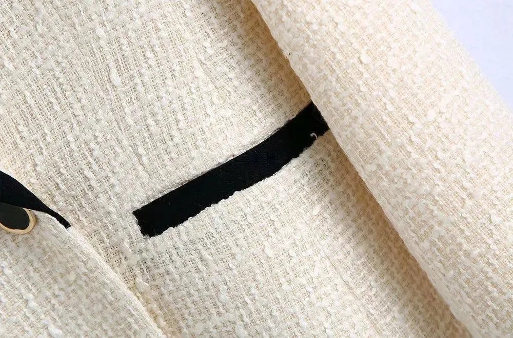 Chic Off-White Tweed Blazer Women - Vintage - Patchwork - Tweed Blazer - LeStyleParfait