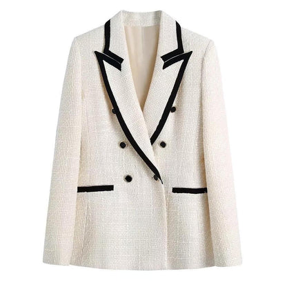 Chic Off-White Tweed Blazer Women - Vintage - Patchwork - Tweed Blazer - LeStyleParfait