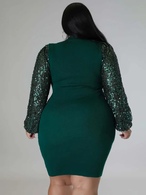 Chic Sequin Bodycon Midi Dress fashion image