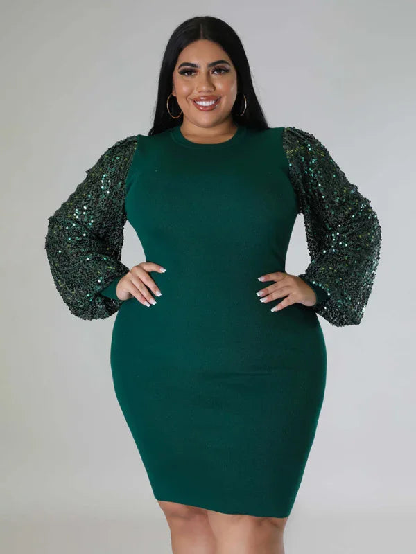 Chic Sequin Bodycon Midi Dress fashion image