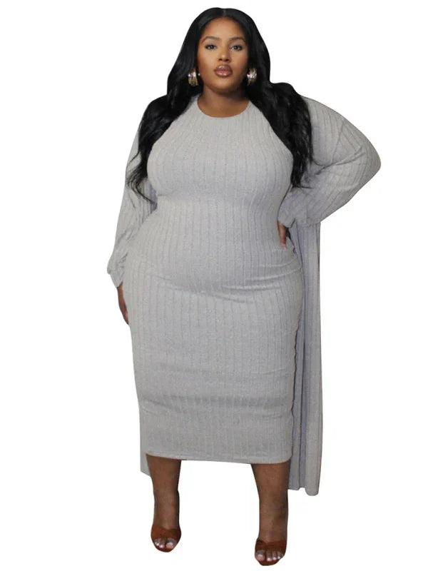Chic Textured Knit Midi Dress