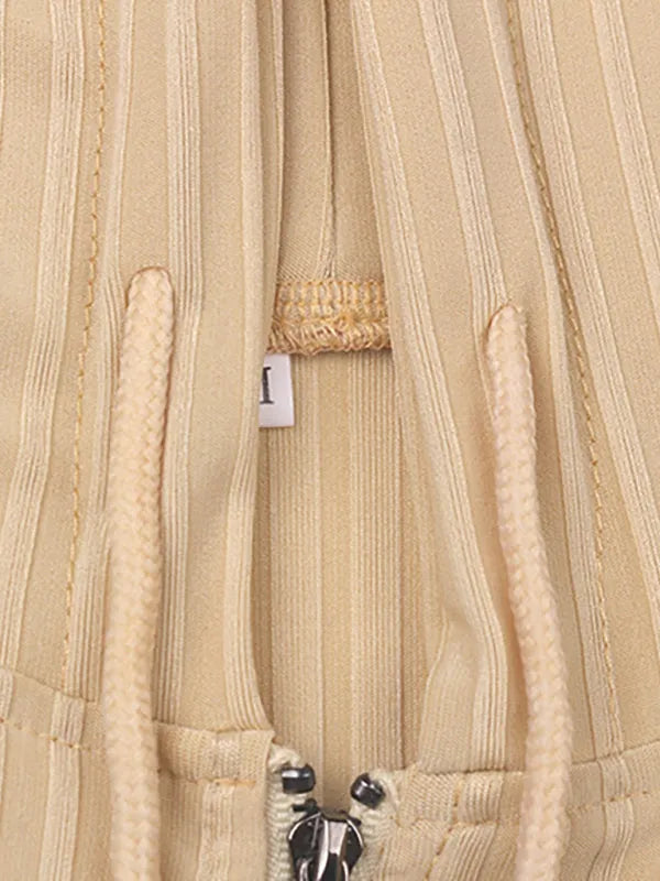 Chic Women Casual Knit Two-Piece Jogger Set Hooded Zipper Long Sleeve Slim Fit Cotton Blend Fall | LeStyleParfait