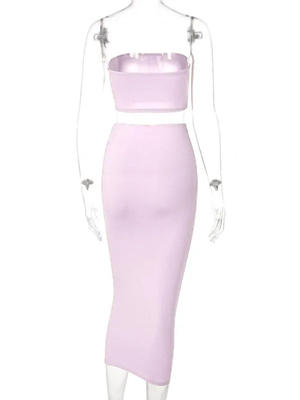 Chic Women Casual Ribbed Two-Piece Skirt Set - Casual Skirt Set - LeStyleParfait