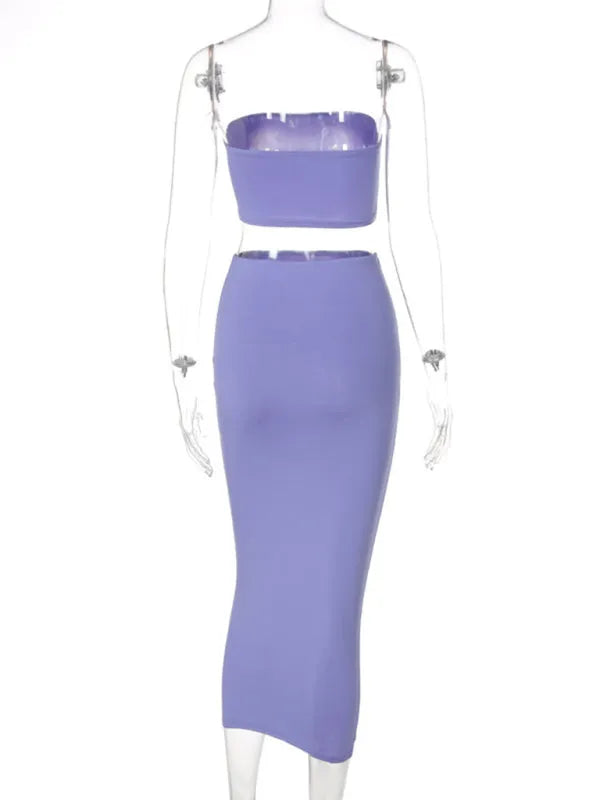 Chic Women Casual Ribbed Two-Piece Skirt Set - Casual Skirt Set - LeStyleParfait