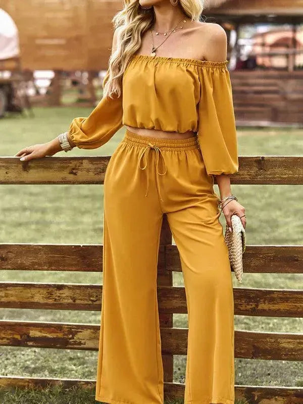 Chic Women Casual Satin Two-Piece Pant Set - Casual Pant Set - LeStyleParfait