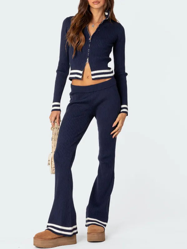 Chic Women Casual Wide-Leg Two-Piece Set - Casual Pants Set - LeStyleParfait