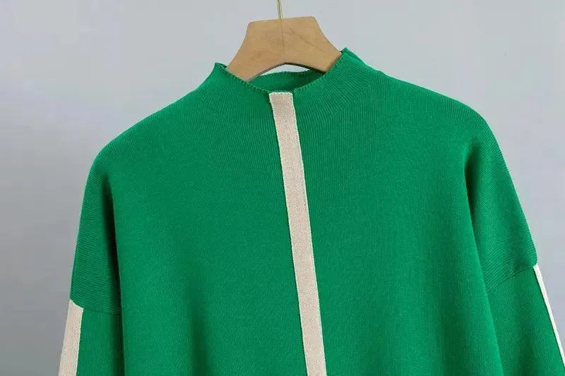 Chic Women Colorblock Two-Piece Jersey Pants Set - Sweater Pants Set - LeStyleParfait