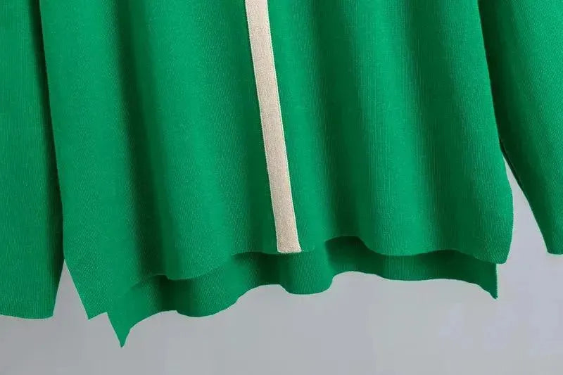 Chic Women Colorblock Two-Piece Jersey Pants Set - Sweater Pants Set - LeStyleParfait