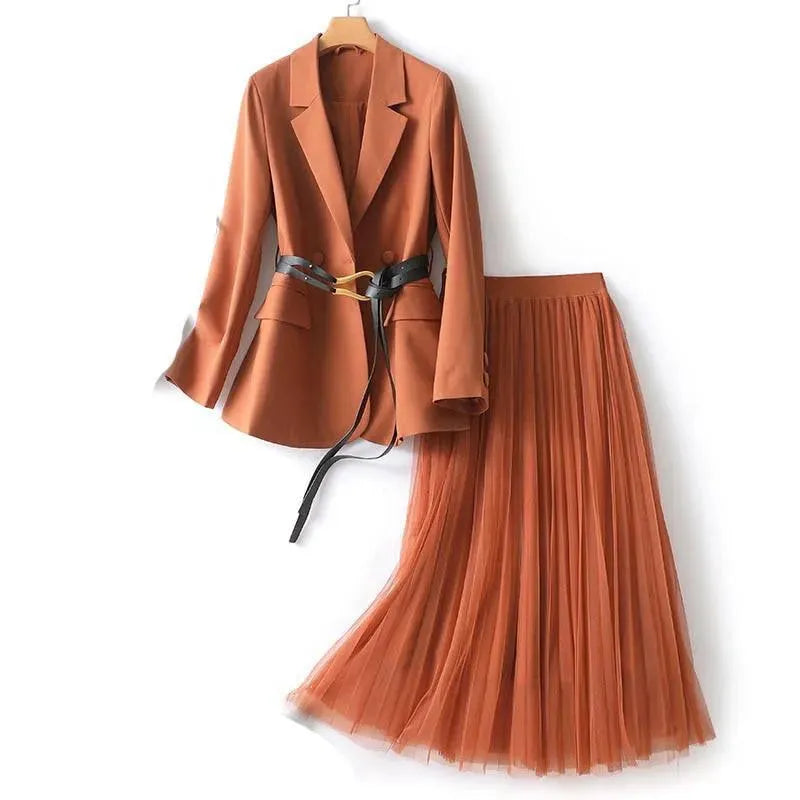 Belted Outfit Skirt Suit Set - Skirt Suit - LeStyleParfait
