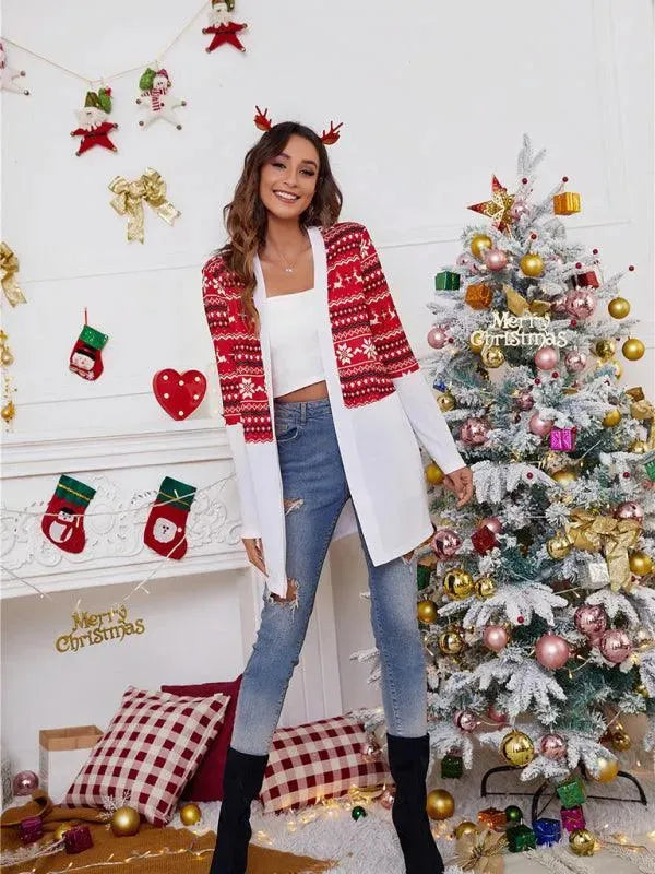 Christmas Print Casual Women Cardigan Sweater - Cardigan Sweater - LeStyleParfait