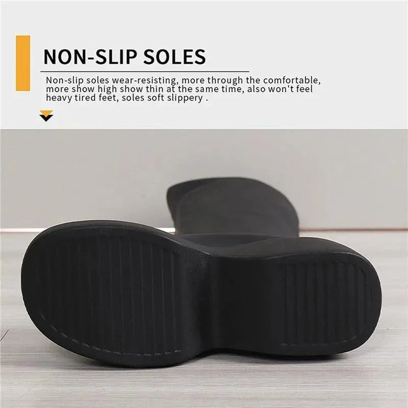 Chunky Black Block Platform Boots - Wedge Shoes - LeStyleParfait