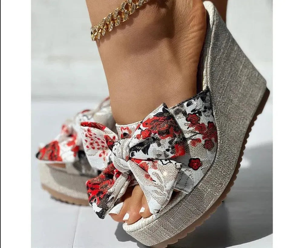 Chunky Printed Wedge Sandals - Wedge Shoes - LeStyleParfait