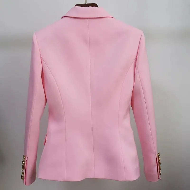 Classic Pink Blazer Women - Casual - Plain-Solid - Double-Breasted Blazer - LeStyleParfait