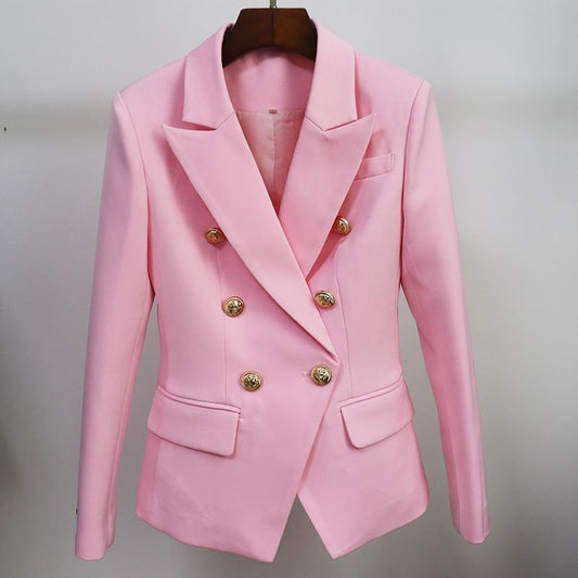 Classic Pink Blazer Women - Casual - Plain-Solid - Double-Breasted Blazer - LeStyleParfait