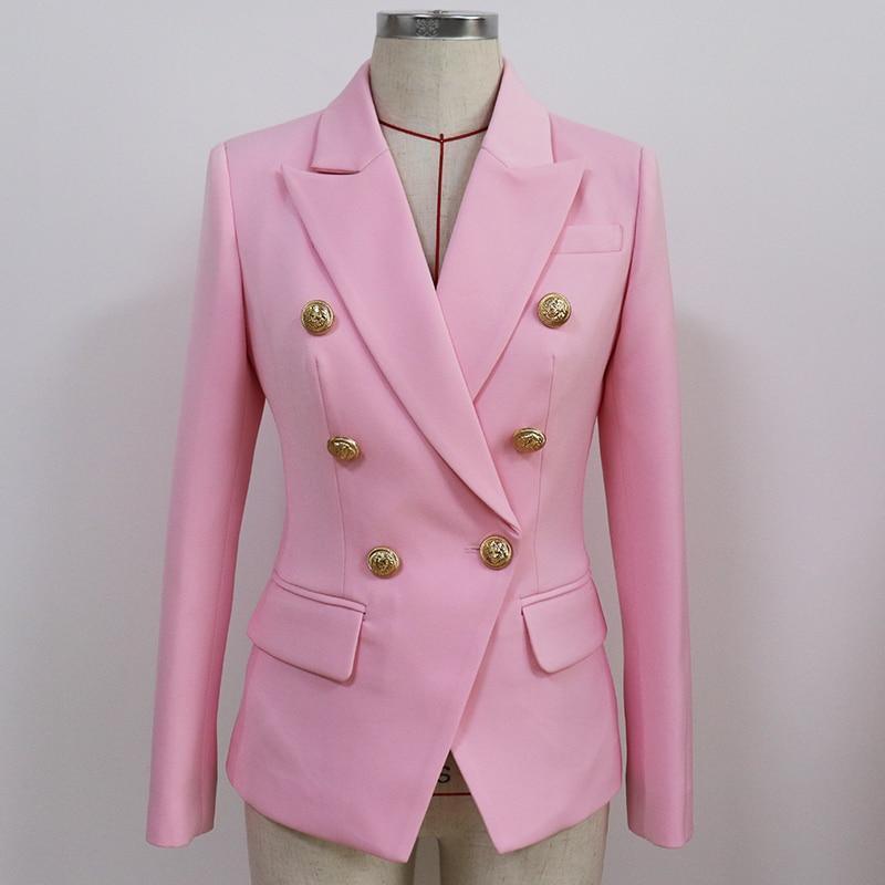 Classic Pink Blazer Women - Casual - Plain-Solid - Double-Breasted Blazer - LeStyleParfait