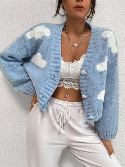 Cloud Crop Women Cardigan Sweater - Cardigan Sweater - LeStyleParfait