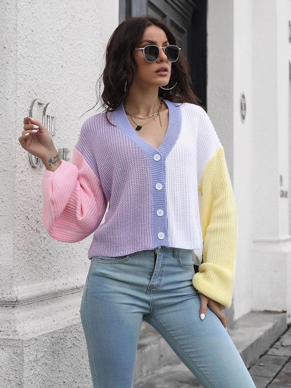 Color Block Cardigan Cardigan Sweater - Cardigan Sweater - LeStyleParfait