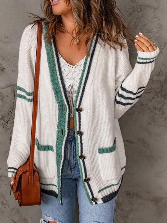 Color Block Fashion Sweater Cardigan - Cardigan Sweater - LeStyleParfait