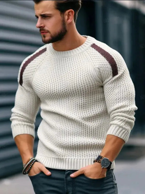 Contrast Casual Men Sweater Pullover - Pullover Sweater - LeStyleParfait