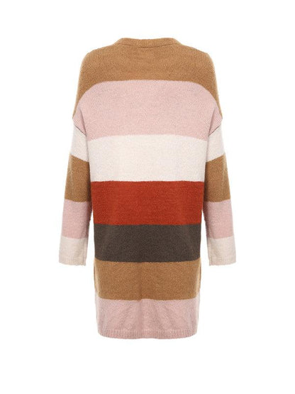Contrast Striped Long Women Cardigan Sweater - Cardigan Sweater - LeStyleParfait