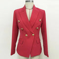 Coral Red Blazer Women - Casual - Plain-Solid - Double-Breasted Blazer - LeStyleParfait