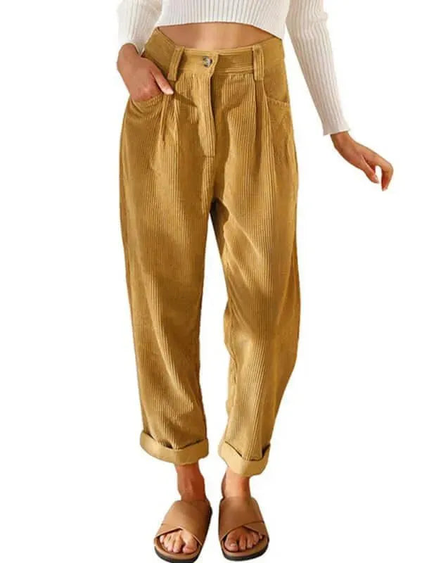 Corduroy Loose Straight Women Pants - Women Pants - LeStyleParfait