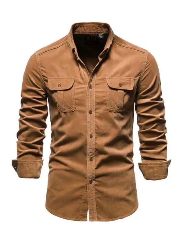 Corduroy Slim Fit Shirt - Long Sleeve Shirt - LeStyleParfait