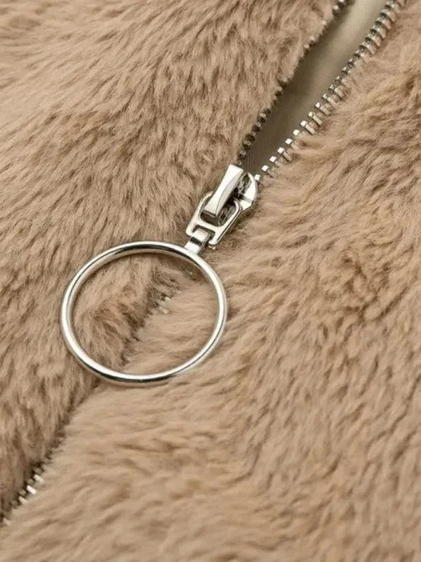 Cozy Loose Women Crop Fleece Jacket - Fleece Crop Jacket - LeStyleParfait