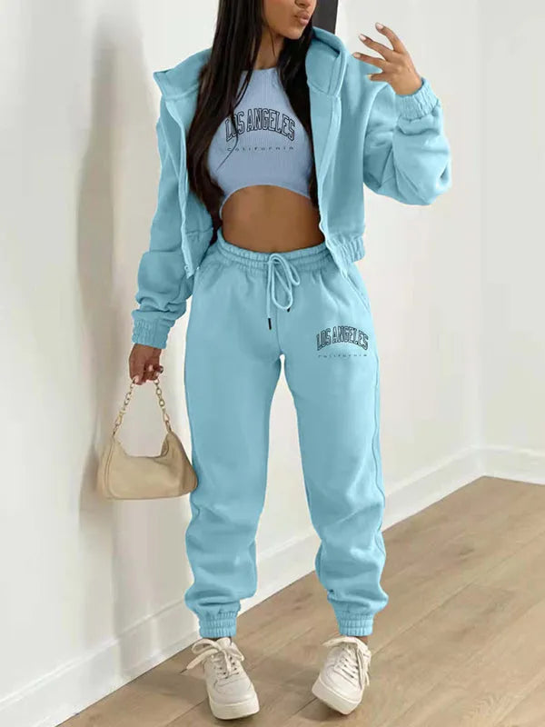 Cozy Women Casual Jogger Three-Piece Set - Casual Jogger Three-Piece Set - LeStyleParfait