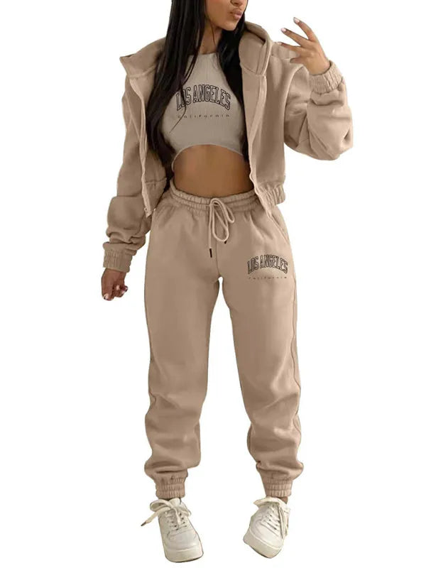 Cozy Women Casual Jogger Three-Piece Set - Casual Jogger Three-Piece Set - LeStyleParfait