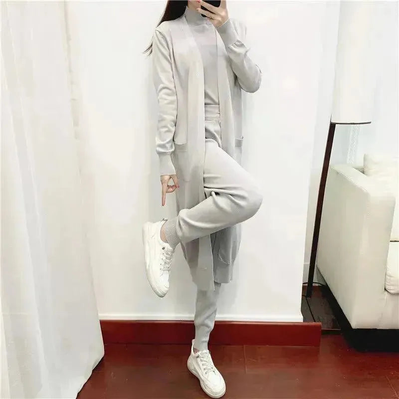 Cozy Women Knit Three-Piece Lounge Set - Casual Lounge Set - LeStyleParfait