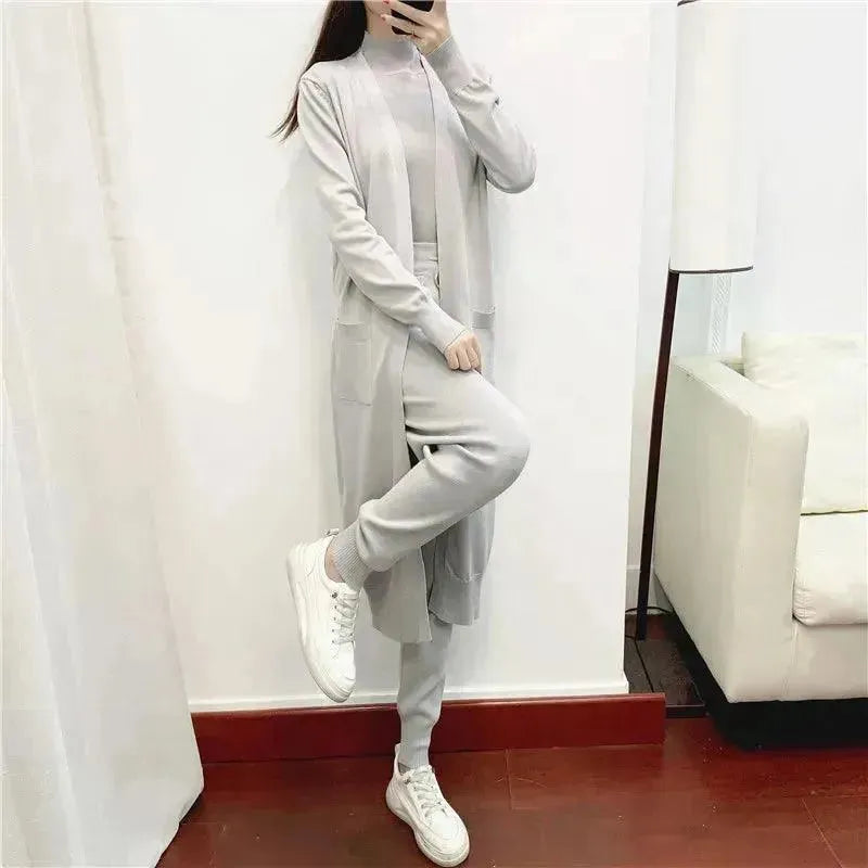 Cozy Women Knit Three-Piece Lounge Set - Casual Lounge Set - LeStyleParfait