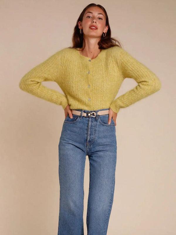Crewneck Button Women Cardigan Sweater - Cardigan Sweater - LeStyleParfait