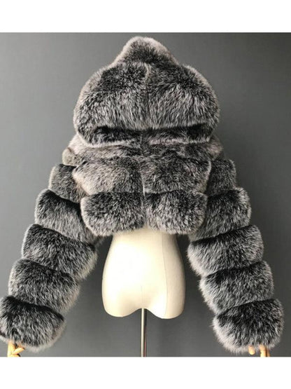 Crop Faux Fur Coat for Women - Crop Coat - LeStyleParfait