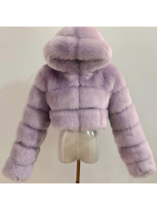 Crop Faux Fur Coat for Women - Crop Coat - LeStyleParfait
